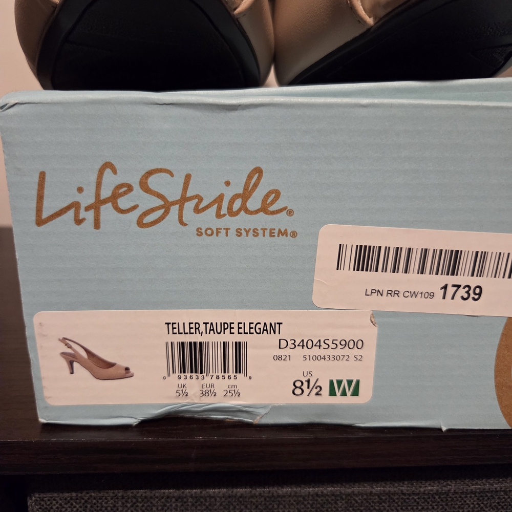 Life Stride Taupe Slingback Heels